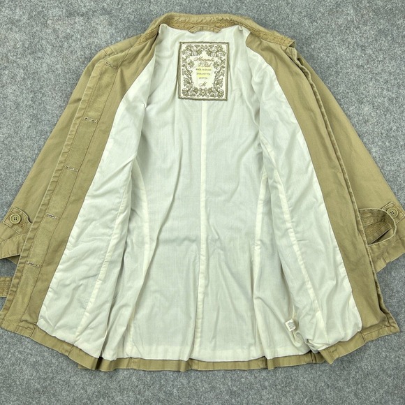 Abercrombie Fitch Trench Coat Womens Medium Brown Cotton Lined Belted Button Up - Picture 7 of 13